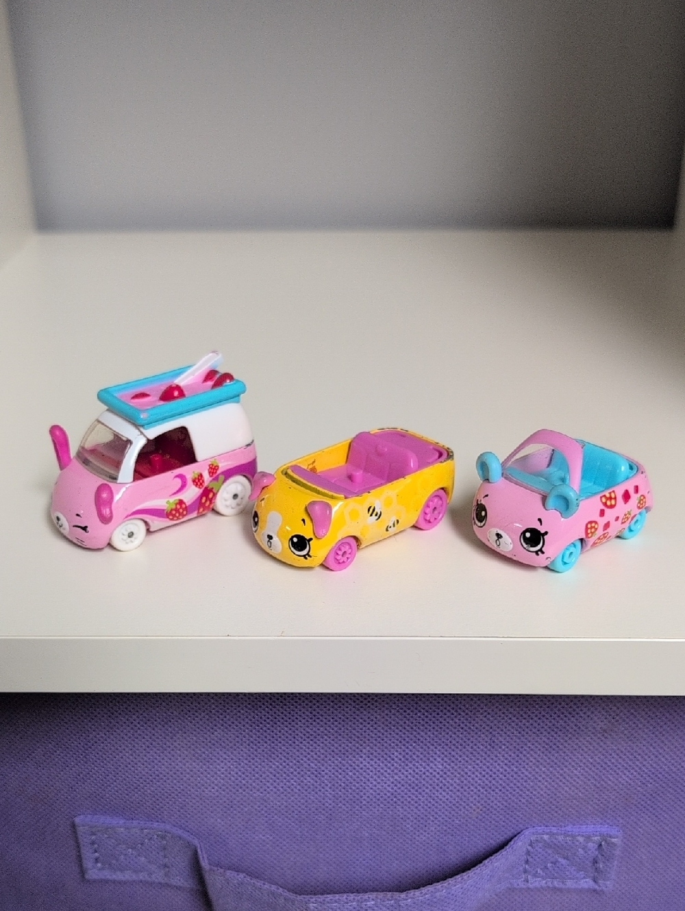 3 Piece Shopkins Cutie Cars Lot Mini Metal Collectible Shopkins Cars Pink